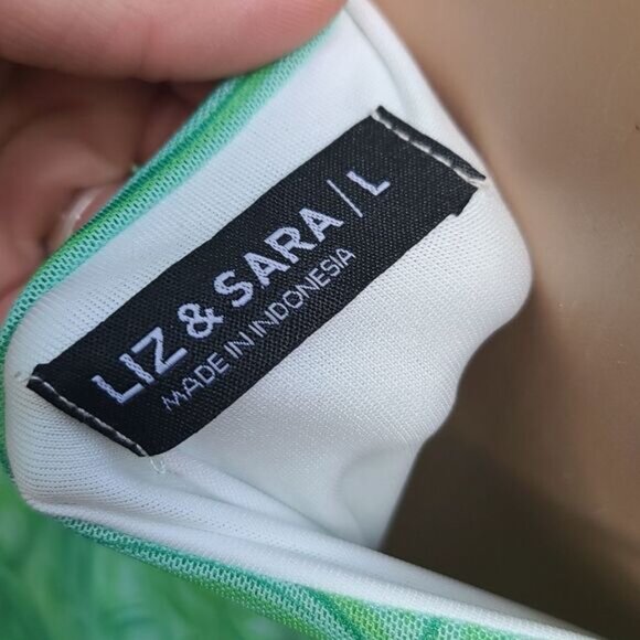 Liz & Sara Green Swirl Abstract Runched  Dress - Picture 4 of 6